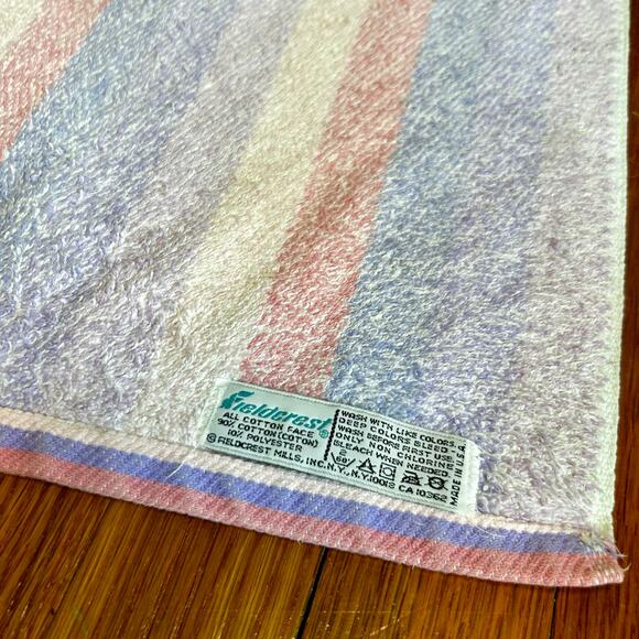 Vintage Fieldcrest Hand Towel - Pastel Striped Cotton Blend, Made in USA - Picture 9 of 10